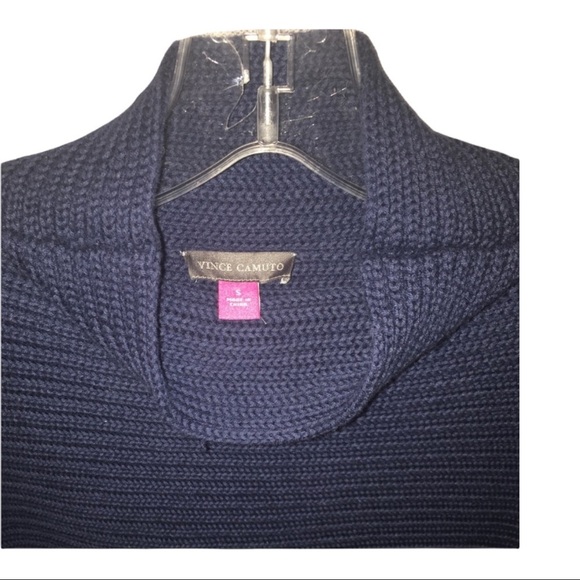 Vince Camuto Cowl Neck Sweater Women’s Navy Blue Oversized Cotton Knit Sweater S - Picture 5 of 5